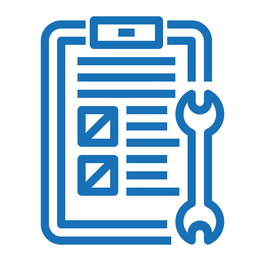 Clipboard with wrench icon