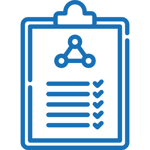 Clipboard with checklist and molecule icon