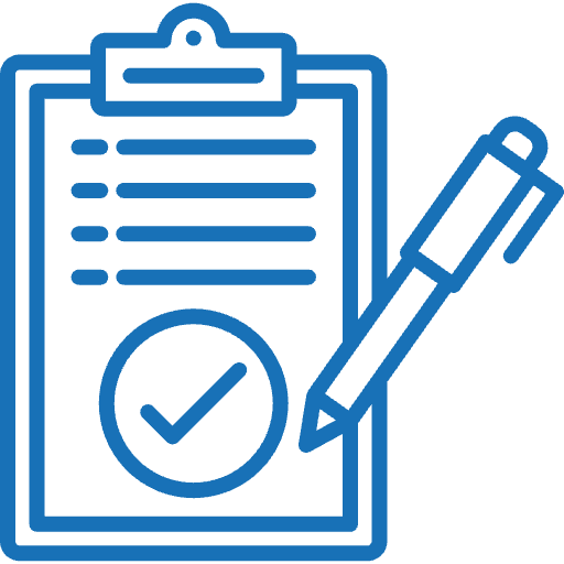 Clipboard with checkmark and pen icon