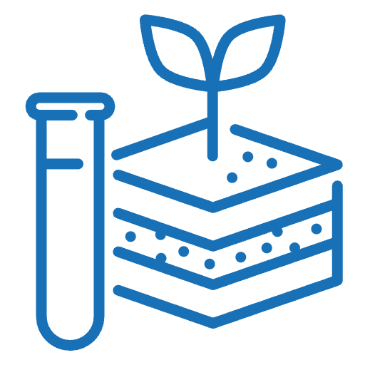 Soil layers with test tube icon