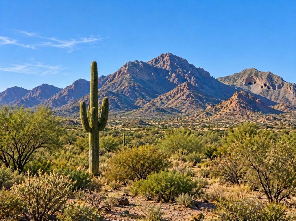Estrella Mountain desert landscape with saguaro cactus